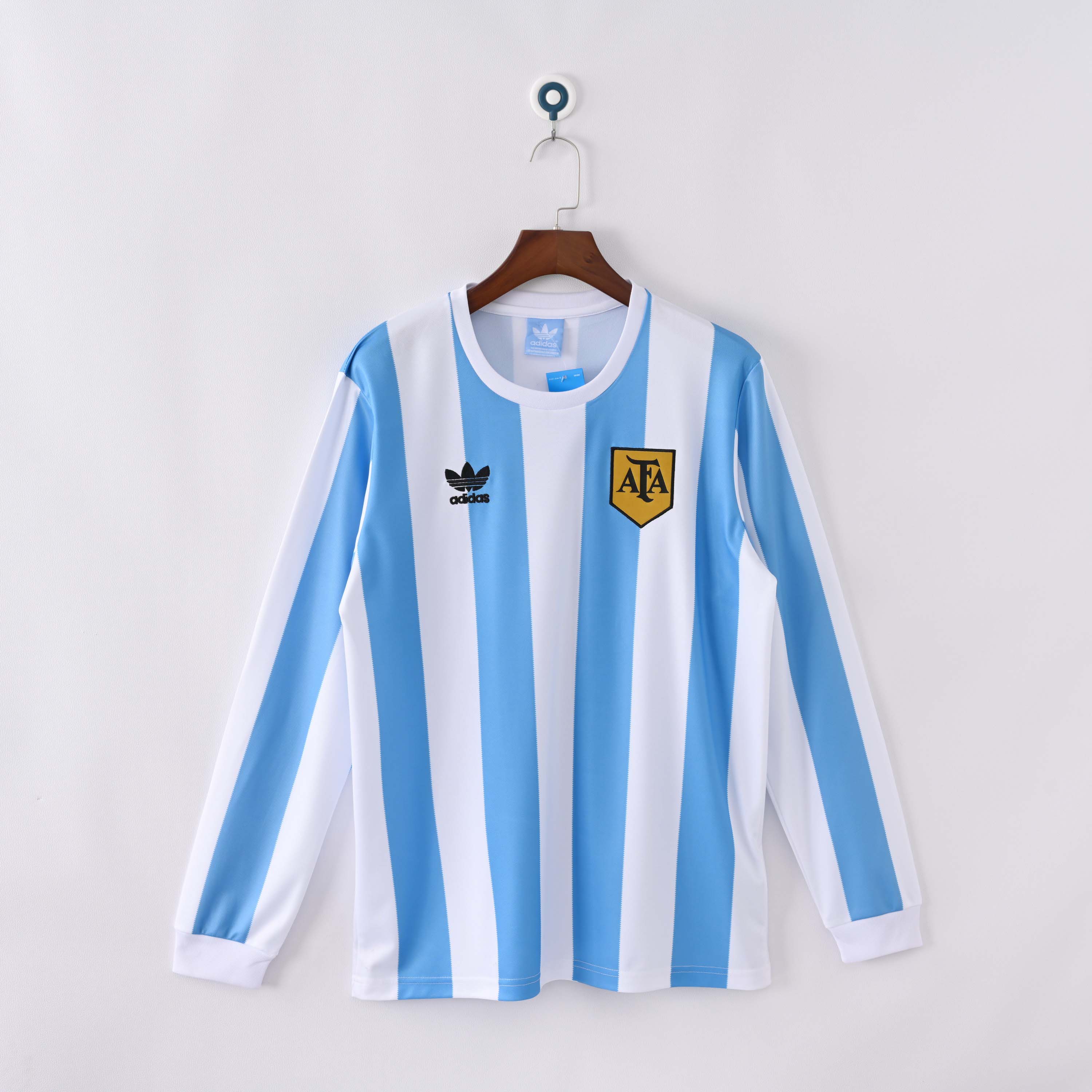 1987 Retro Long Sleeve Argentina Home Football Shirt 1:1 Thai Quality