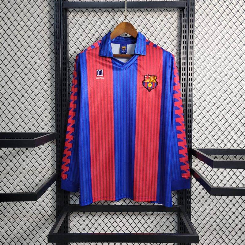 2f91ebd50174d6c7088a852dc3d9882b 1991/1992 Retro Long Sleeve Barcelona Home Football Shirt 1:1 Thai Quality
