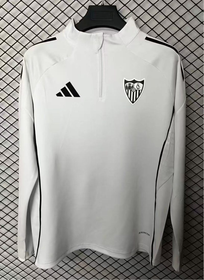 4654990872b6b4787c54dd3a9b78389c 2025/26 Sevilla Half Zip Long sleeves Football Shirt 1:1 Thai Quality