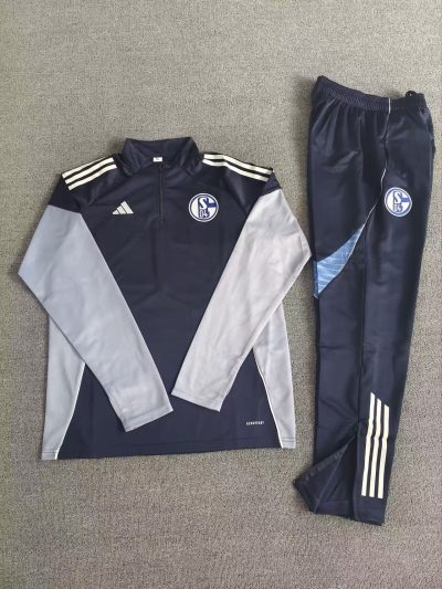 2025/2026 Schalke 04 Half-Pull Training Suit Kids Football Shirt 1:1 Thai Quality Set