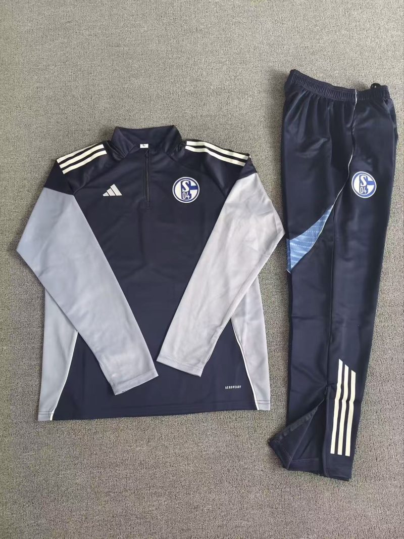 2025/2026 Schalke 04 Half-Pull Training Suit Kids Football Shirt 1:1 Thai Quality Set