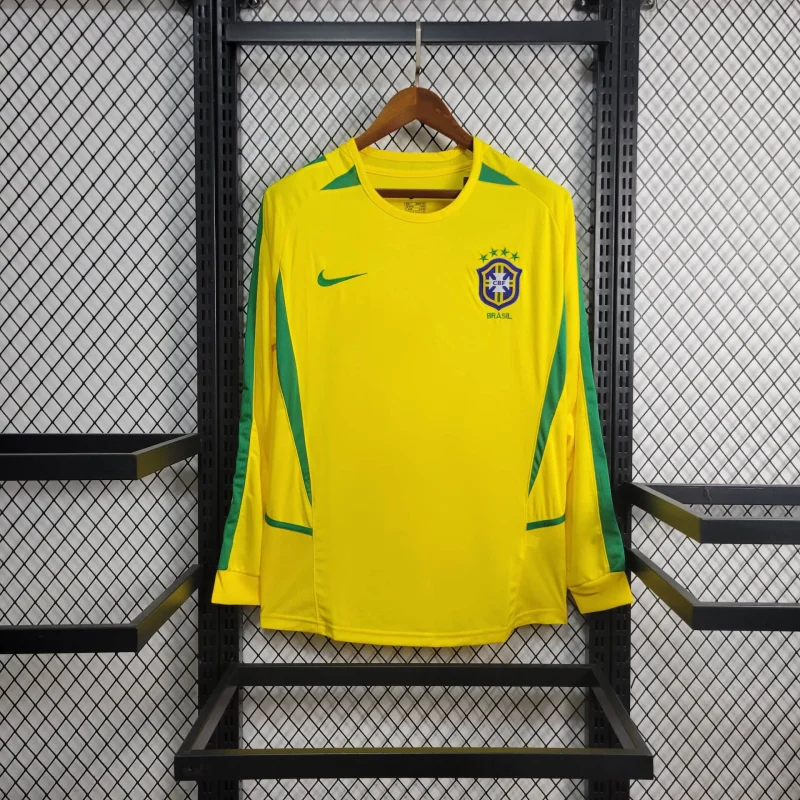 2002 Retro Long Sleeve Brazil Home Football Shirt 1:1 Thai Quality