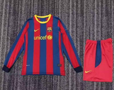 2010/11 Barcelona Home Long sleeves Football Shirt Kids Size 1:1 Thai Quality