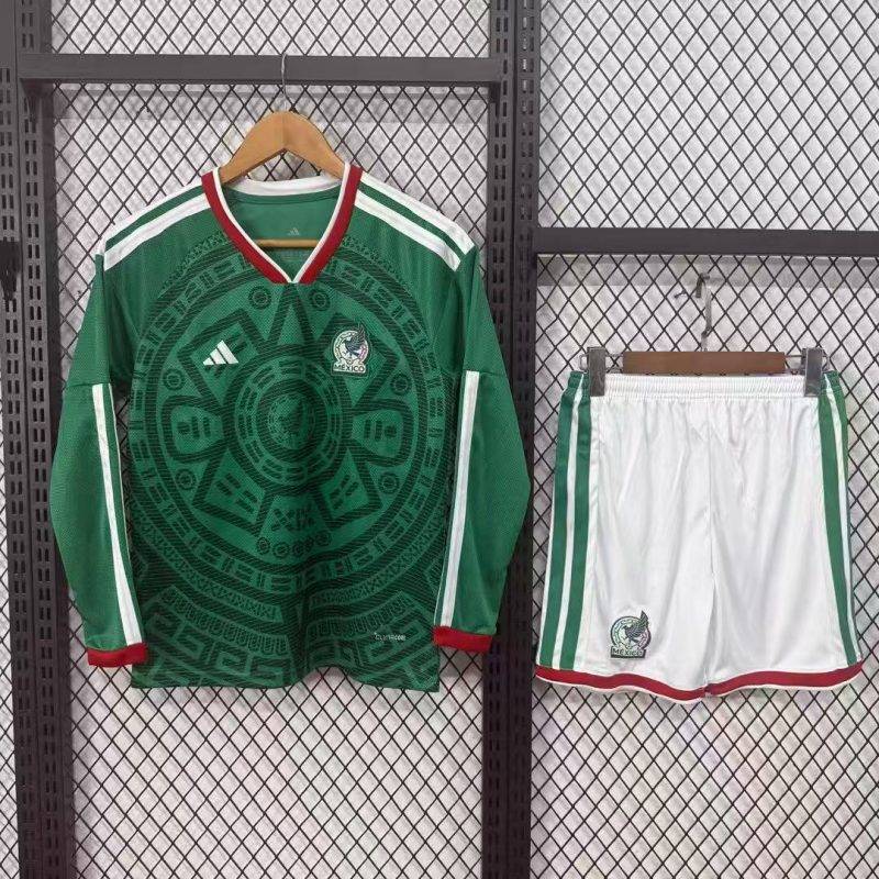 2026 Mexico Home Long sleeves Football Shirt Kids Size 1:1 Thai Quality