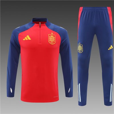 2024/2025 Spain Half-Pull Training Wear Red Football Shirt