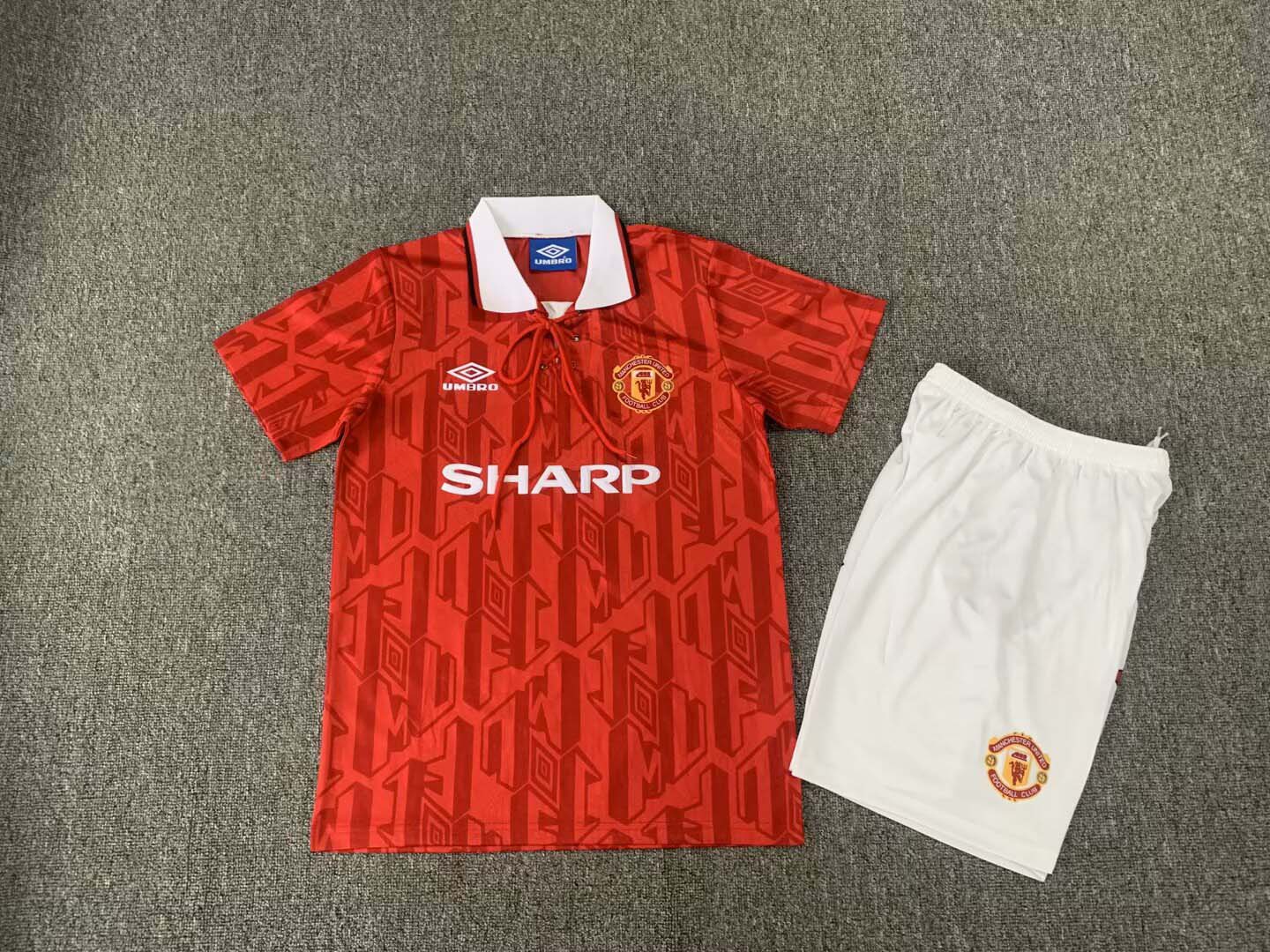 1992/1994 Retro Manchester United Home Football Shirt Kids Size 1:1 Thai Quality