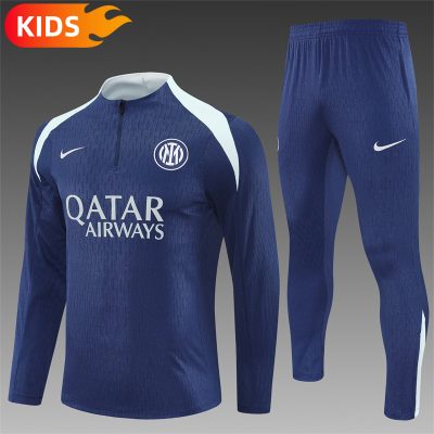 2025/2026 Inter Milan Half-Pull Training Suit Football Shirt Kids Size