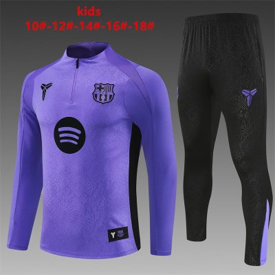 2025/2026 Barcelona Half-Pull Training Suit Football Shirt Kids Size