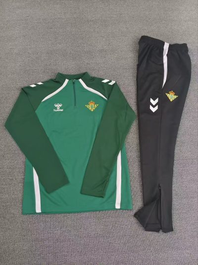 2025/2026 Real Betis Half-Pull Training Suit Kids Football Shirt 1:1 Thai Quality Set