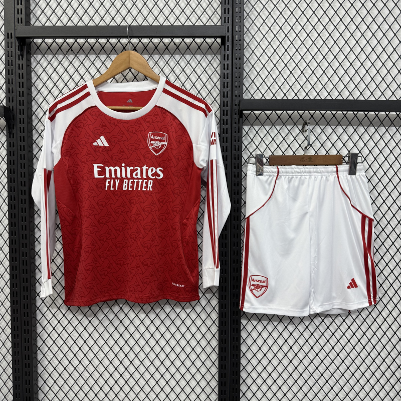2025/2026 Long Sleeve Arsenal Home Football Shirt Kids Size 1:1 Thai Quality