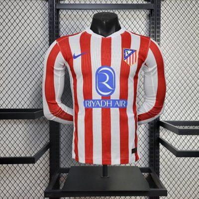 2025/2026 Player Version Long Sleeve Atletico Madrid Home Football Shirt 1:1 Thai Quality