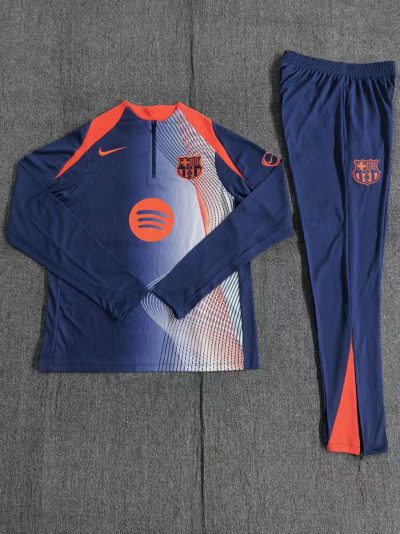 2025/2026 Barcelona Half-Pull Training Suit Football Shirt Kids Size