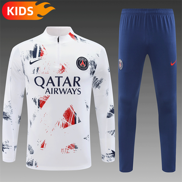 0092ad38ab79d05ef1bf4a6ebd8a17f7 2024/2025 Paris Saint-Germain Half-Pull Training Wear White Football Shirt Kids Size
