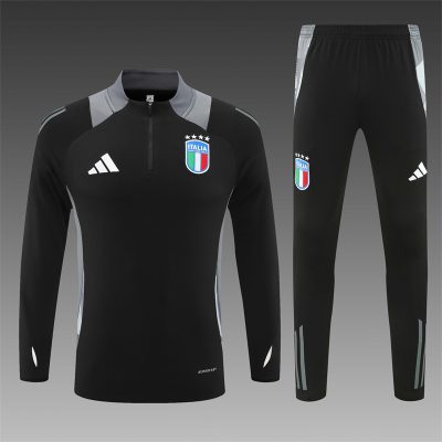 2024/2025 Italy Half-Pull Training Wear Black Football Shirt