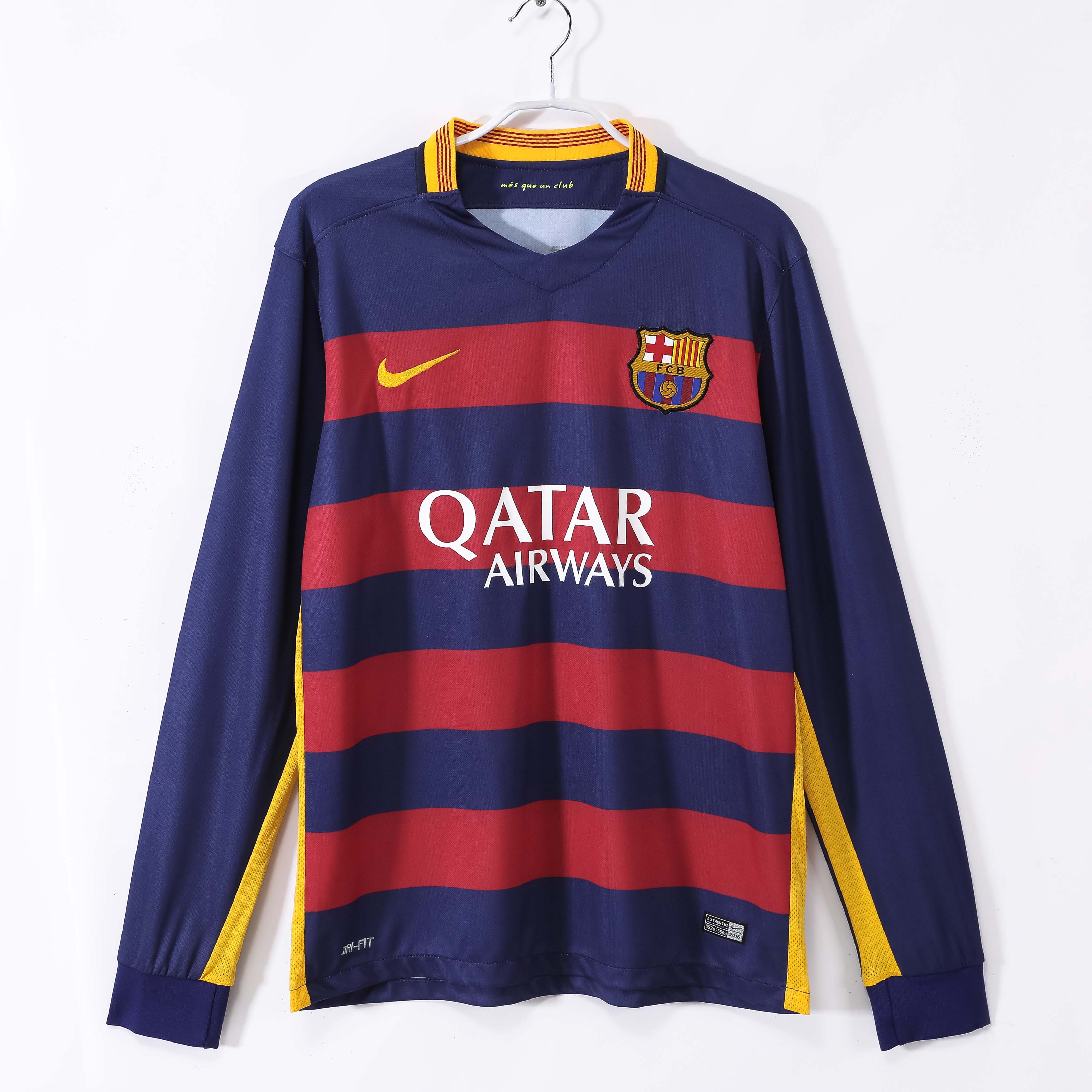 2015/2016 Retro Long Sleeve Barcelona Home Football Shirt 1:1 Thai Quality