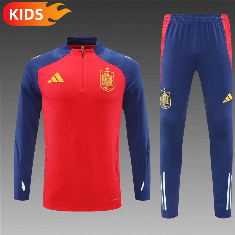 34c0f0dfb9b10ed5f2fa5a0b58327815 2024/2025 Spain Half-Pull Training Wear Red Football Shirt Kids Size
