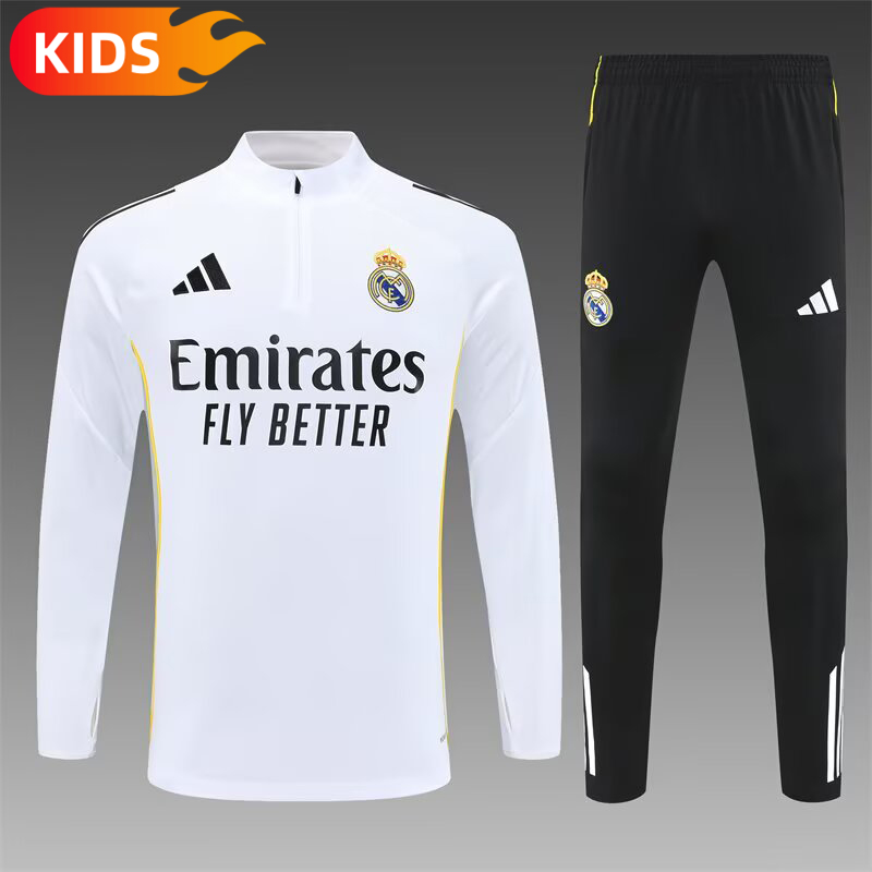 2025/2026 Real Madrid Half-Pull Training Wear Football Shirt Kids Size