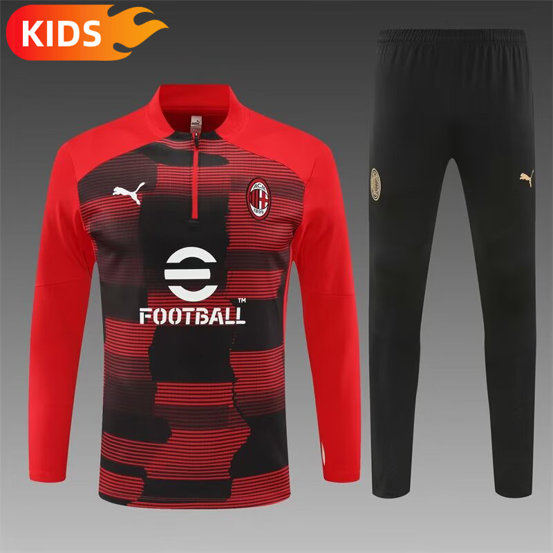 4779f1de78191c99ba4b38c36b42bdd6 2024/2025 AC Milan Half-Pull Training Wear Red Football Shirt Kids Size