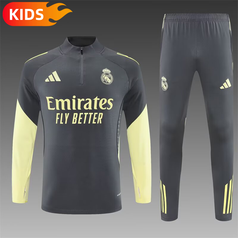 2025/2026 Real Madrid Half-Pull Training Wear Football Shirt Kids Size