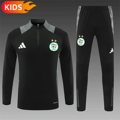 2024/2025 Algeria Half-Pull Training Wear Black Football Shirt Kids Size