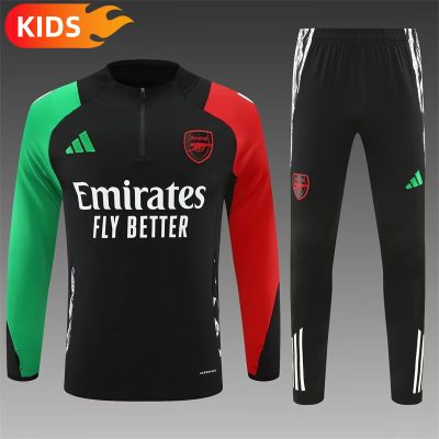 2024/2025 Arsenal Half-Pull Training Wear Black Football Shirt Kids Size