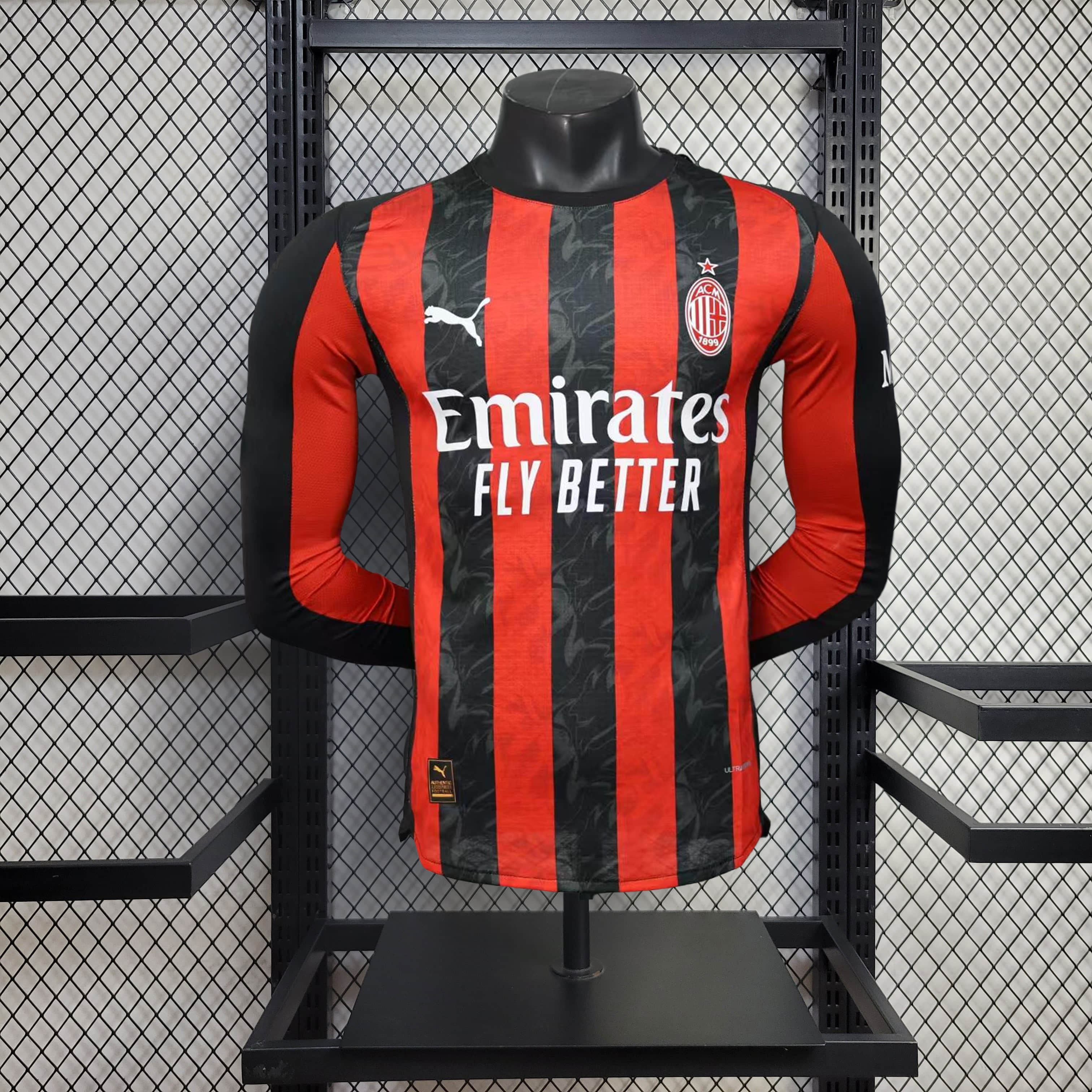 2025/2026 Player Version Long Sleeve AC Milan Home Football Shirt 1:1 Thai Quality