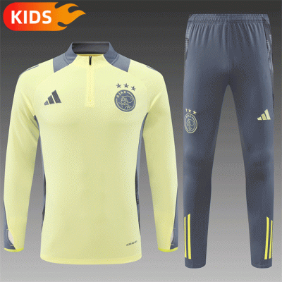 2024/2025 Ajax Half-Pull Training Wear Yellow Football Shirt Kids Size