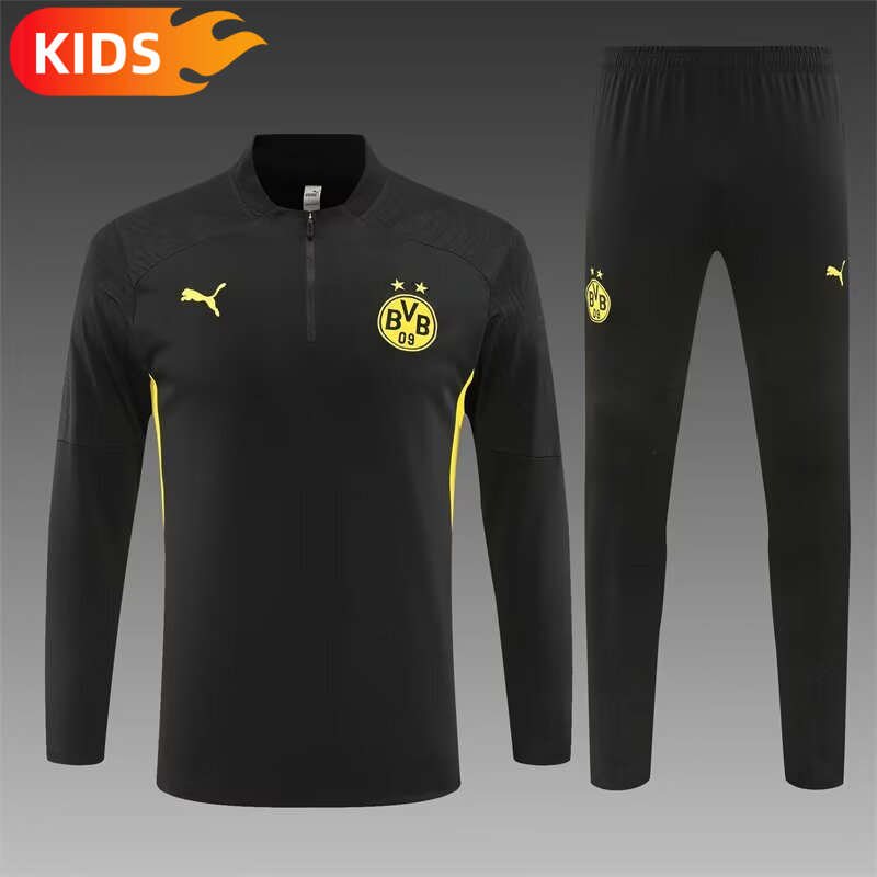 97b69b7db1c3fa4388fa9d743fc27636 2024/2025 Dortmund Half-Pull Training Wear Black Football Shirt Kids Size