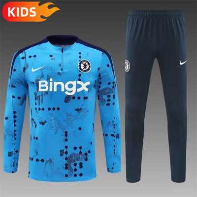 2024/2025 Chelsea Half-Pull Training Wear Blue Football Shirt Kids Size
