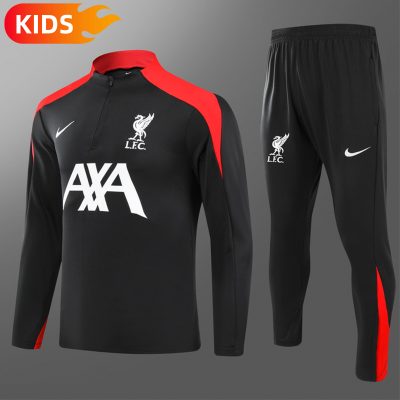 2024/2025 Liverpool Half-Pull Training Wear Black Football Shirt Kids Size