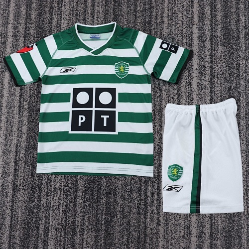 2003/2004 Retro Sporting Home Football Shirt Kids Size 1:1 Thai Quality