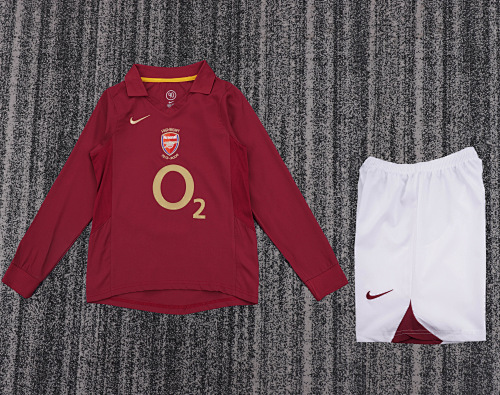 2005/2006 Retro Long Sleeve Arsenal Home Football Shirt Kids Size 1:1 Thai Quality