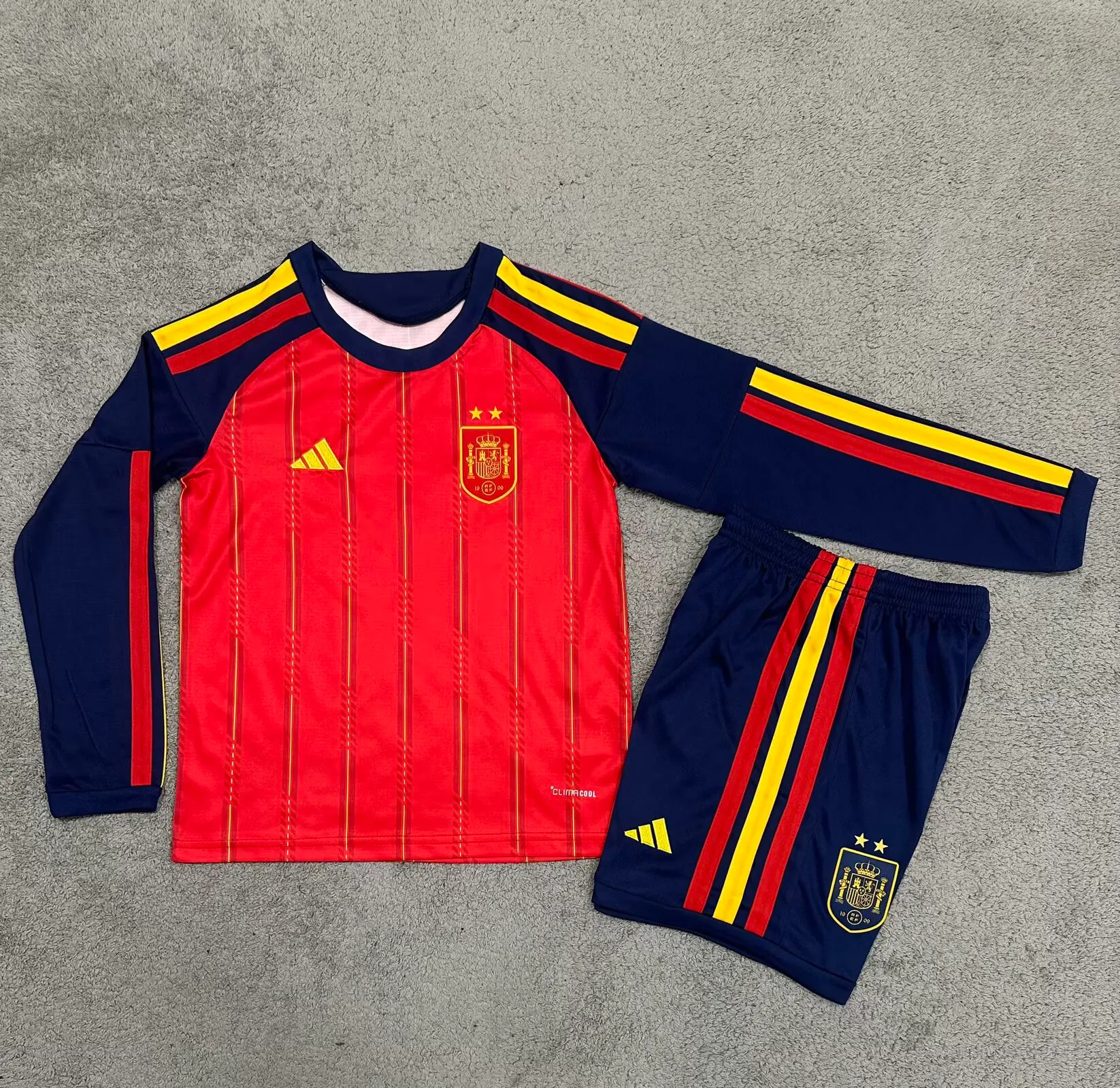 2 Stars 2026 Spain Home Long sleeves Football Shirt Kids Size 1:1 Thai Quality