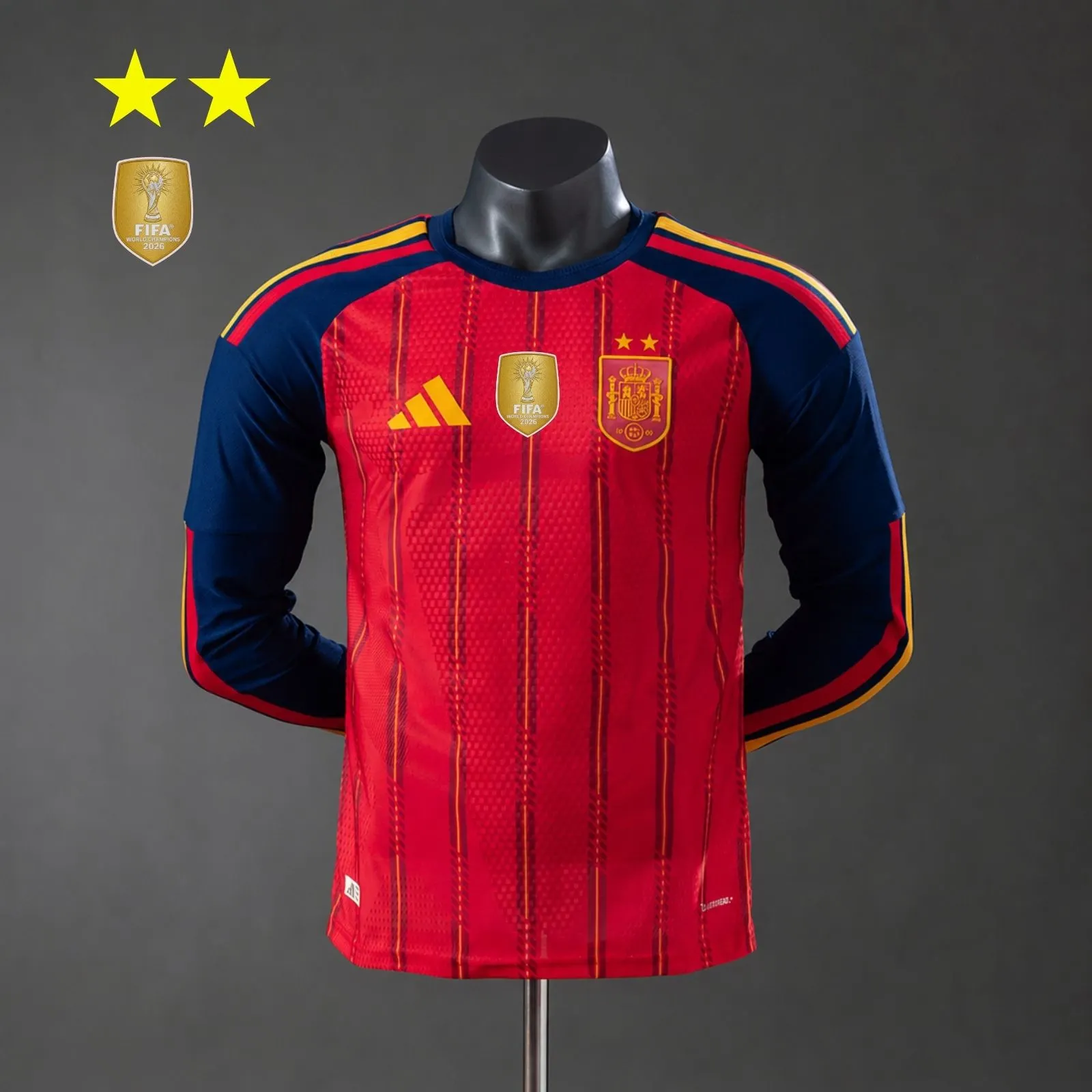2 Stars 2026 Long Sleeve Player Version Spain Home Champions Football Shirt 1:1 Thai Quality