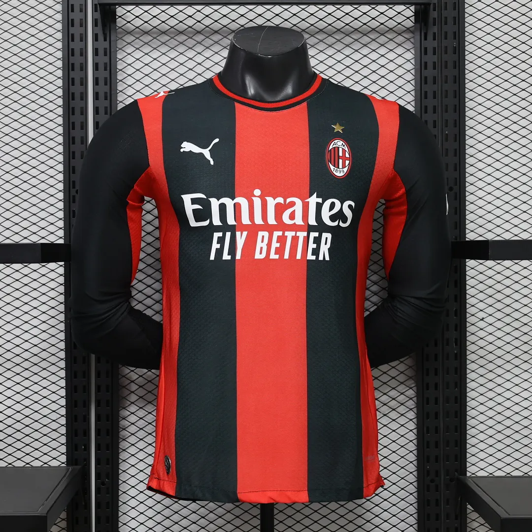 2026/2027 Player Version Long Sleeve AC Milan Home Football Shirt 1:1 Thai Quality