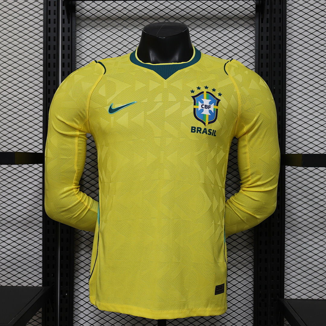 2026 Player Version Long Sleeve Brazil Home Football Shirt 1:1 Thai Quality