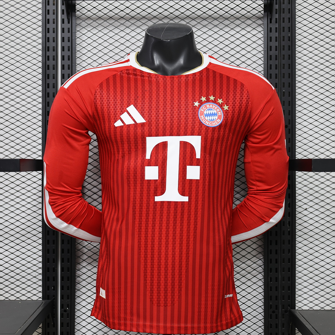 2026/2027 Long Sleeve Player Version Bayern Munchen Home Football Shirt 1:1 Thai Quality