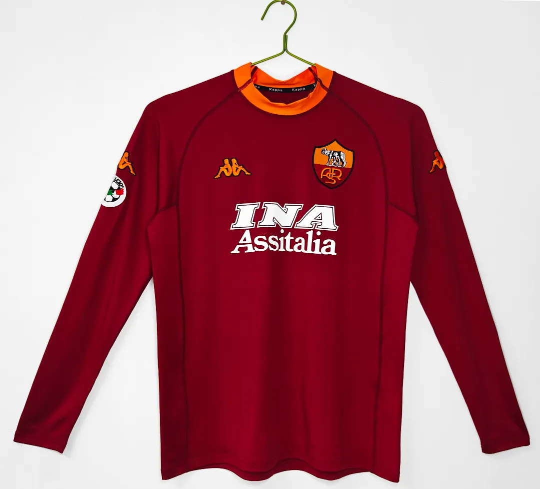 2000/2001 Retro Long Sleeve AS Roma Home Football Shirt 1:1 Thai Quality