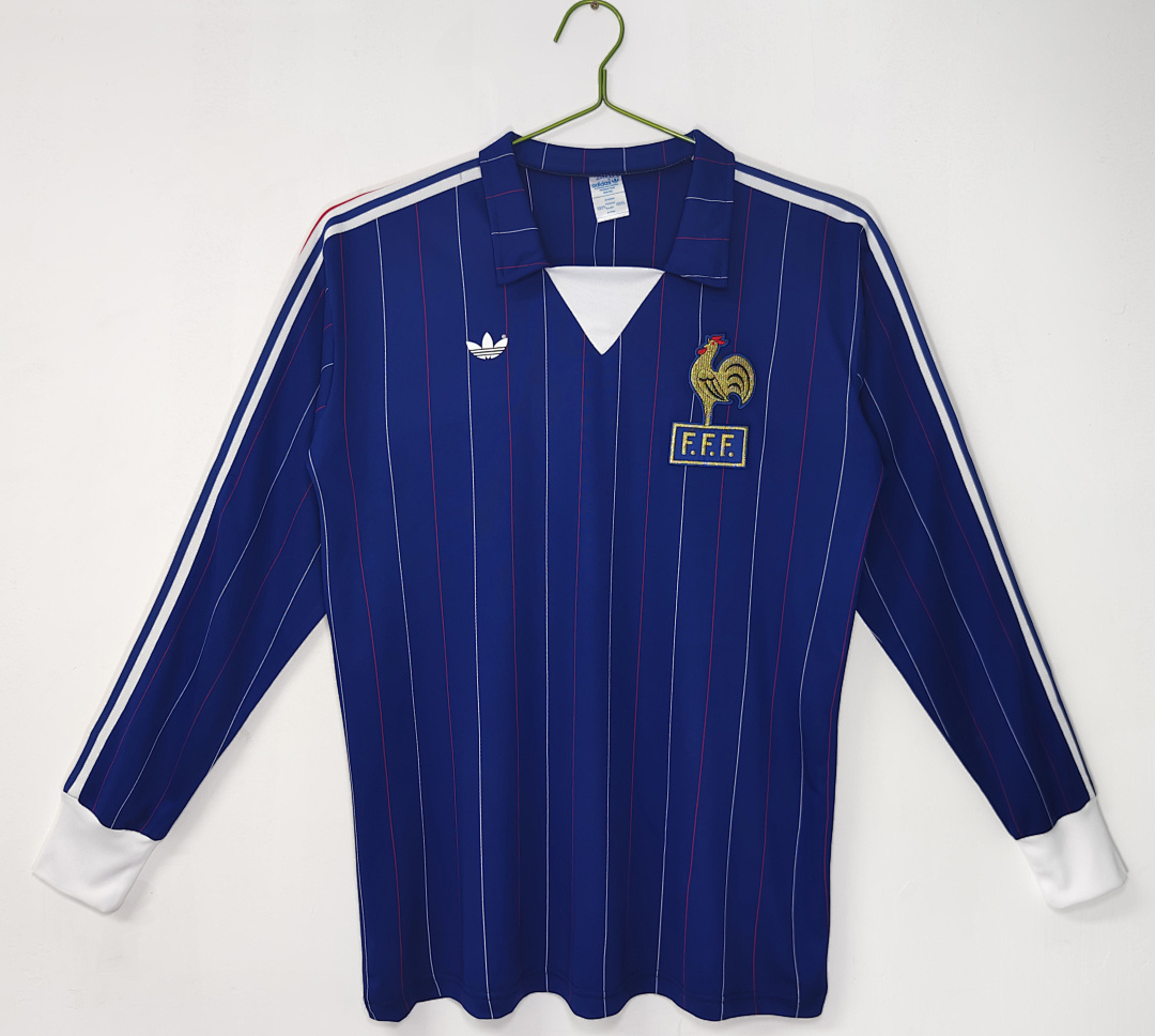 1980/1982 Retro Long Sleeve France Home Football Shirt 1:1 Thai Quality