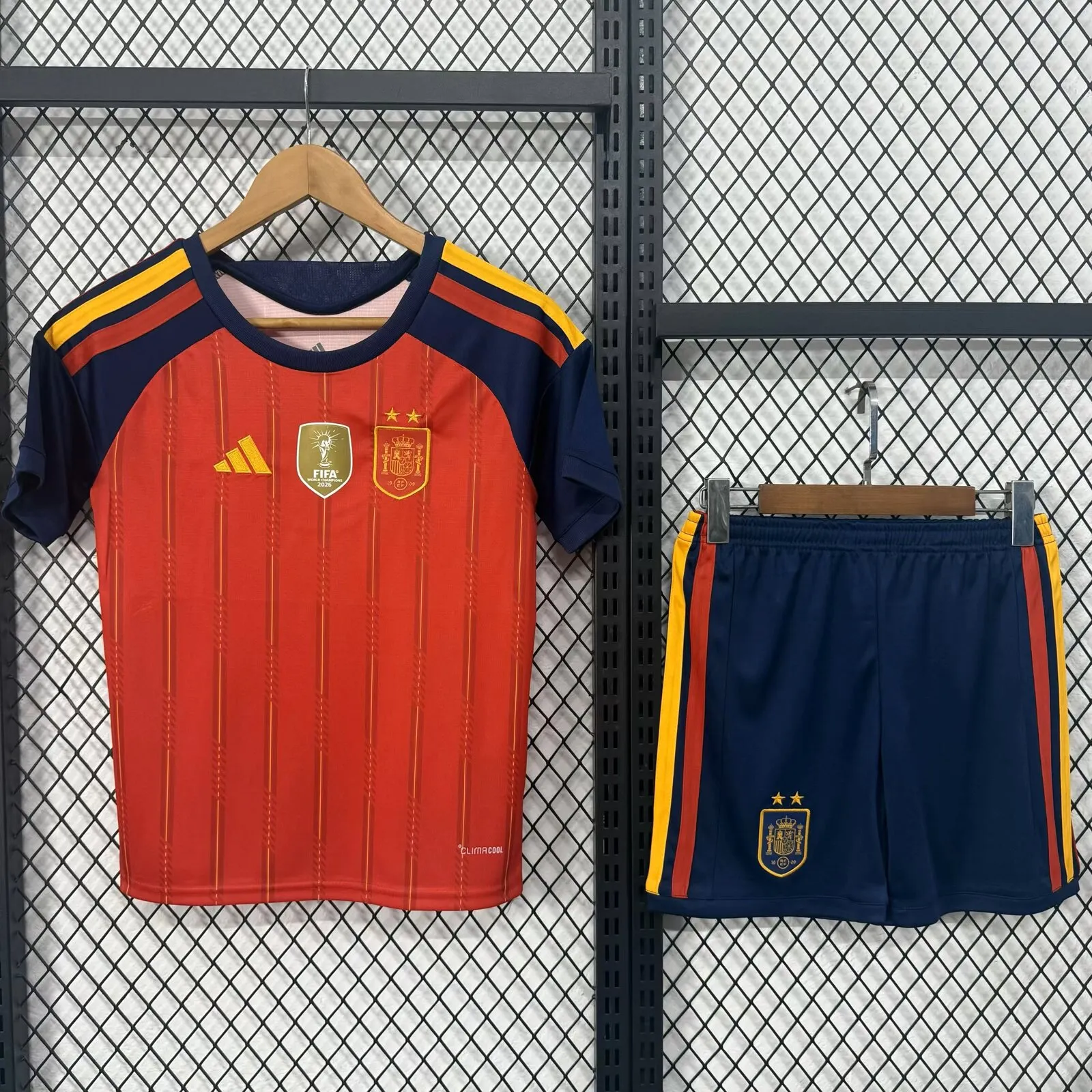 2 Stars 2026 Spain Home Champions Football Kids Shirt 1:1 Thai Quality