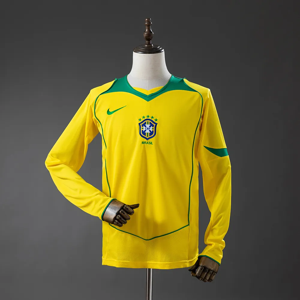 2004 Retro Long Sleeve Brazil Home Football Shirt 1:1 Thai Quality