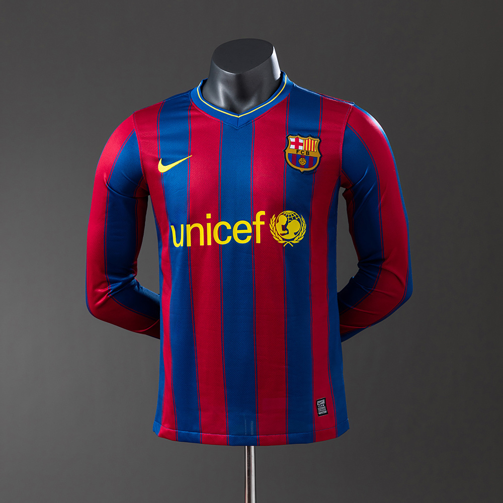 2009/2010 Retro Long Sleeve Player Version Barcelona Home Football Shirt 1:1 Thai Quality